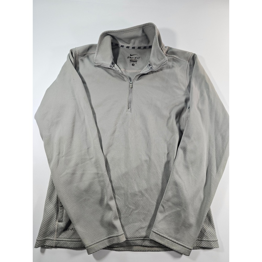 Nike Dri-FIT 1/4 Zip Pullover Mens Small Gray Athletic Running Workout Top